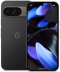Black smartphone with Google logo on back, showing front screen with colorful display.
