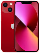 Red smartphone showing front and back on a white background